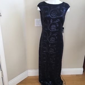 Lauren Ralph Lauren NWT Navy Blue Sequin Gown Dress size 12